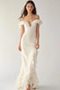 Load image into Gallery viewer, Ivory Long Satin Engagement Dress with Ruffles