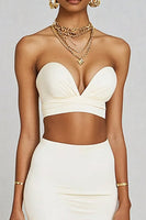 Load image into Gallery viewer, White Two Piece Satin Midi Engagement Dress with Slit