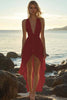 Load image into Gallery viewer, White Chiffon High-Low V Neck A Line Boho Dress