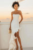 Load image into Gallery viewer, Ivory Satin Strapless Bodycon Graduation Dress