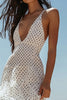 Load image into Gallery viewer, White Black Dots Chiffon V Neck A Line Boho Maxi Dress with Ruffles