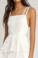 Load image into Gallery viewer, Ivory Chiffon Spaghetti Straps Midi A Line Graduation Dress