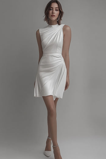 White High Neck Bodycon Short Graduation Dress