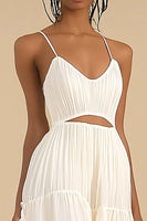 Load image into Gallery viewer, Ivory Chiffon High-Low A Line Graduation Dress with Ruffles