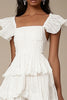 Load image into Gallery viewer, Ivory Square Neck A Line Midi Graduation Dress with Ruffles