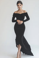 Load image into Gallery viewer, Black Mermaid Chiffon Long Sleeves Formal Dress