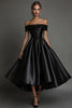 Load image into Gallery viewer, Black A Line Off The Shoulder Long Satin Formal Dress