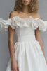 Load image into Gallery viewer, White Off The Shoulder Midi A Line Graduation Dress with Ruffles