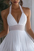 Load image into Gallery viewer, White Halter Short A Line Graduation Dress with Ruffles