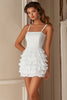 Load image into Gallery viewer, White Bodycon Spaghetti Straps Mini Graduation Dress with Ruffles