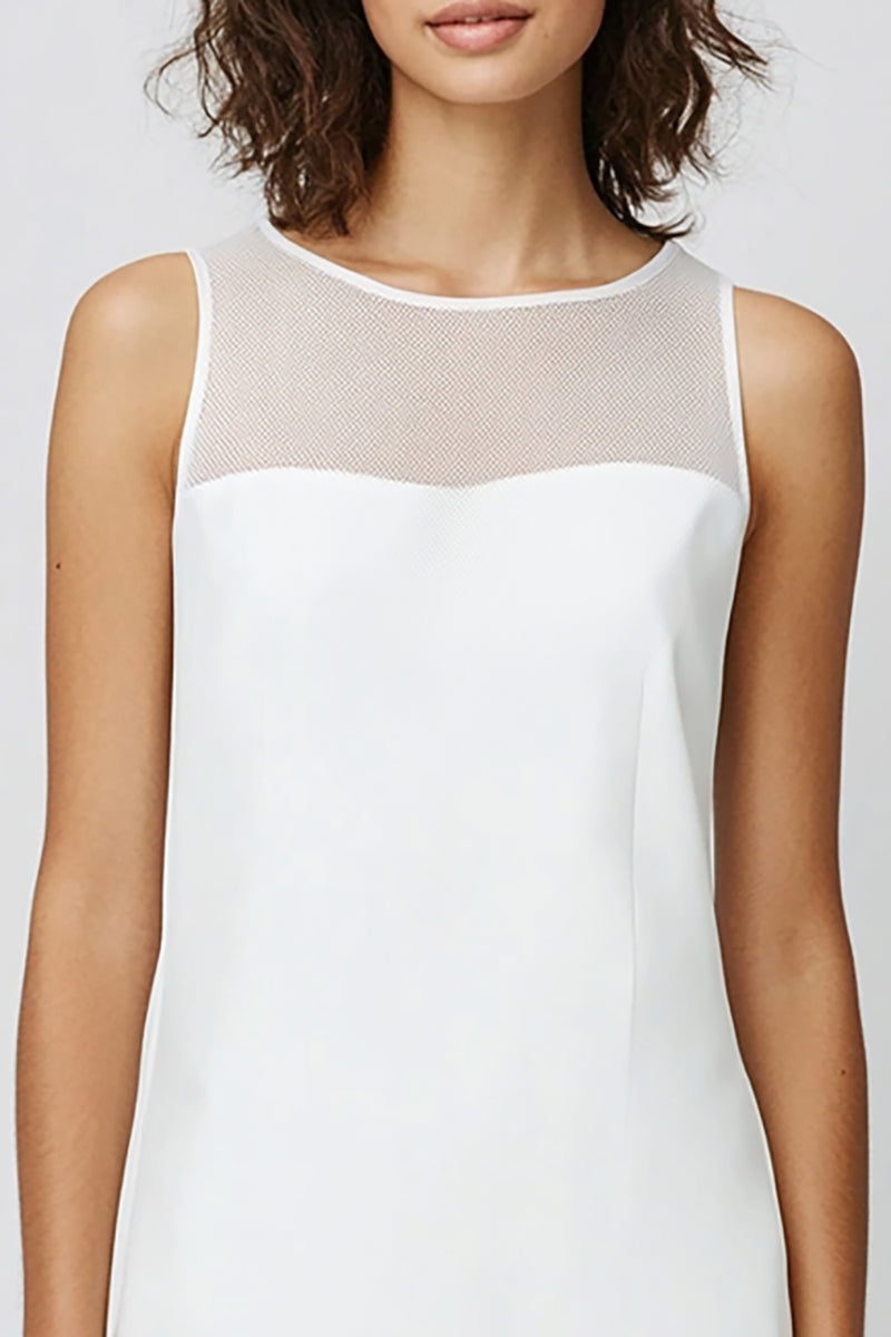 Load image into Gallery viewer, White Illusion Satin Sleeveless Short Graduation Dress