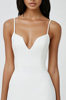 Load image into Gallery viewer, White Bodycon Spaghetti Straps Satin Short Graduation Dress