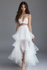 Load image into Gallery viewer, White 2 Pieces A Line Tulle Ruffled Long Rehearsal Dinner Dress