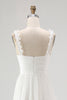 Load image into Gallery viewer, Boho Ivory A Line Ruffled V-Neck High-Low Rehearsal Dinner Dress