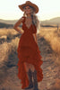 Load image into Gallery viewer, Ivory A Line Boho High-Low Rehearsal Dinner Dress with Ruffles