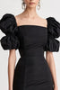 Load image into Gallery viewer, Black Satin Bodycon Short Grduation Dress