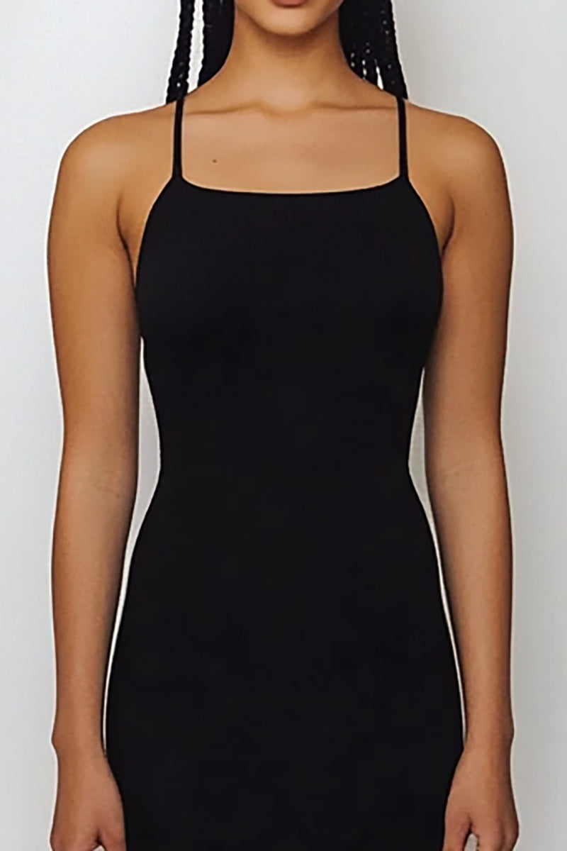 Load image into Gallery viewer, Black Satin Spaghetti Straps Sheath Long Formal Dress