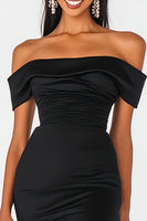 Load image into Gallery viewer, Black Mermaid Off the Shoulder Long Formal Dress