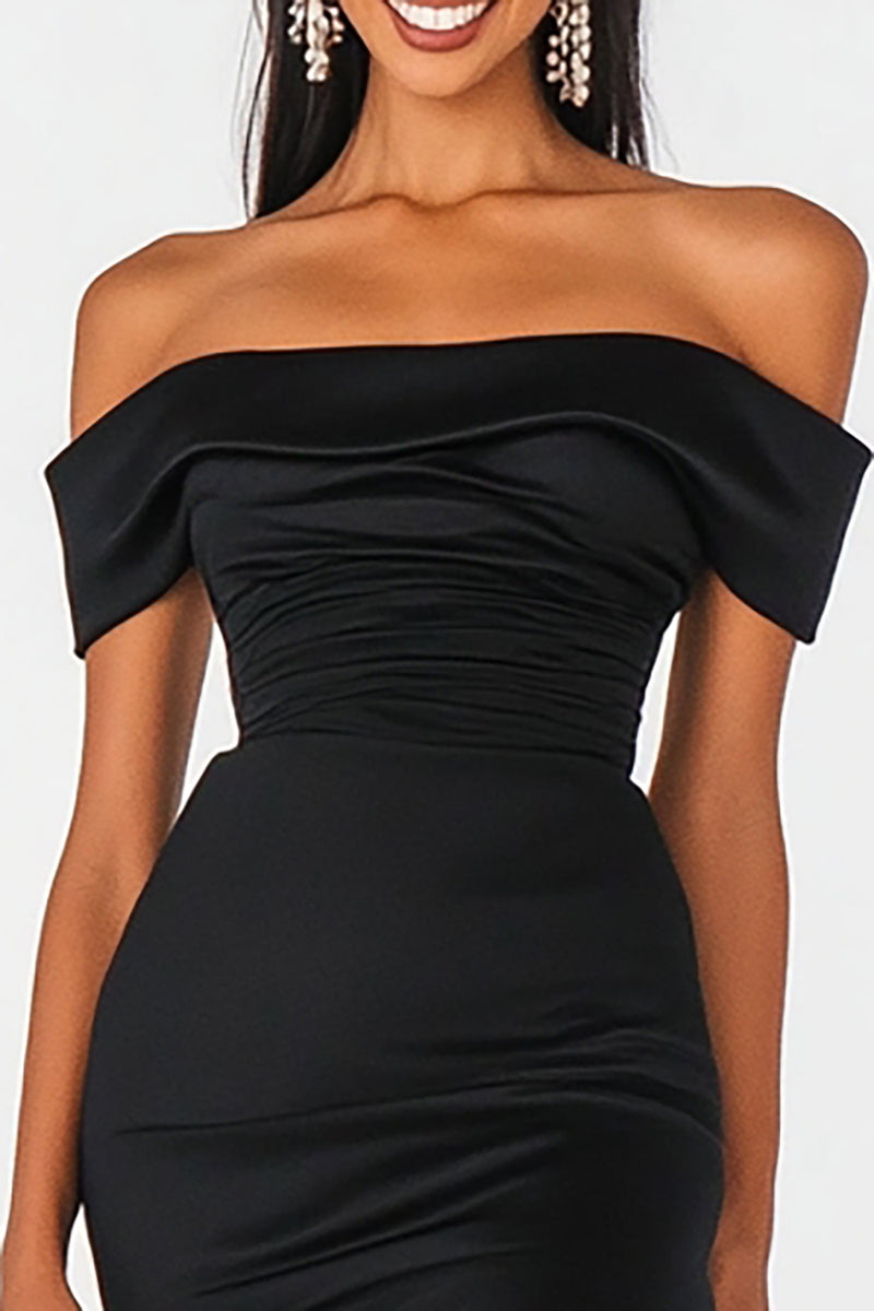 Load image into Gallery viewer, Black Mermaid Off the Shoulder Long Formal Dress