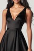 Load image into Gallery viewer, Black A Line V-Neck High-Low Formal Dress