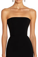 Load image into Gallery viewer, Black Strapless Satin Mermaid Long Formal Dress