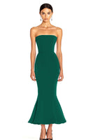 Load image into Gallery viewer, Black Strapless Satin Mermaid Long Formal Dress