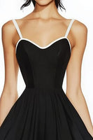 Load image into Gallery viewer, Black A Line Sweetheart Satin Short Graduation Dress