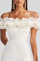 Load image into Gallery viewer, White Bodycon Ruffled Short Graduation Dress with Appliques