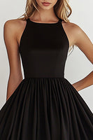 Load image into Gallery viewer, Black Boat Neck A Line Short Cocktail Dress