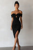Load image into Gallery viewer, Black Off The Shoulder Bodycon Short Cocktail Dress with Keyhole