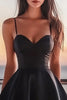 Load image into Gallery viewer, Black Satin A Line Spaghetti Straps Short Cocktail Dress