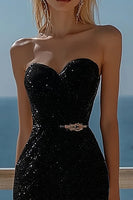 Load image into Gallery viewer, Sparkly Black Sequins Sweetheart Bodycon Short Cocktail Dress