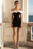 Load image into Gallery viewer, Black and White Off The Shoulder Bodycon Short Cocktail Dress