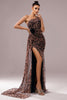 Load image into Gallery viewer, Brown Leopard Print Front Twist Long Mermaid Prom Dress with Slit