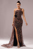 Load image into Gallery viewer, Brown Leopard Print Front Twist Long Mermaid Prom Dress with Slit