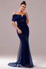 Load image into Gallery viewer, Sparkly Navy Sequin Mermaid Long Ruched Prom Dress