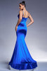 Load image into Gallery viewer, Royal Blue Mermaid Corset Long Satin Prom Dress with Beading