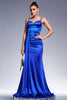 Load image into Gallery viewer, Royal Blue Mermaid Corset Long Satin Prom Dress with Beading