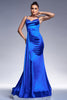 Load image into Gallery viewer, Royal Blue Mermaid Corset Long Satin Prom Dress with Beading