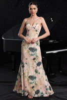 Load image into Gallery viewer, Blush Print Long Mermaid Prom Dress with Back Slit