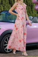 Load image into Gallery viewer, Blush Floral Print Sheath Long Prom Dress with String