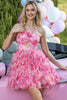 Load image into Gallery viewer, Fuchsia Floral Cut Out Short Homecoming Dress with Ruffles