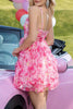Load image into Gallery viewer, Fuchsia Floral Cut Out Short Homecoming Dress with Ruffles
