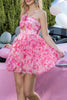 Load image into Gallery viewer, Fuchsia Floral Cut Out Short Homecoming Dress with Ruffles
