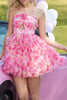 Load image into Gallery viewer, Fuchsia Floral Cut Out Short Homecoming Dress with Ruffles
