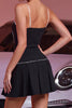 Load image into Gallery viewer, Black A Line Striped Satin Short Homecoming Dress