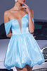 Load image into Gallery viewer, Blue Lace Up Back A Line Short Homecoming Dress