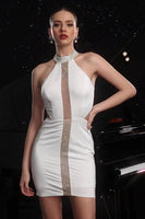 Load image into Gallery viewer, Sparkly White Beaded Short Tight Homecoming Dress