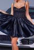 Load image into Gallery viewer, Sparkly Navy Satin Corset A Line Short Homecoming Dress with Beading