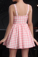 Load image into Gallery viewer, Blush Plaid A Line Short Vintage Homecoming Dress